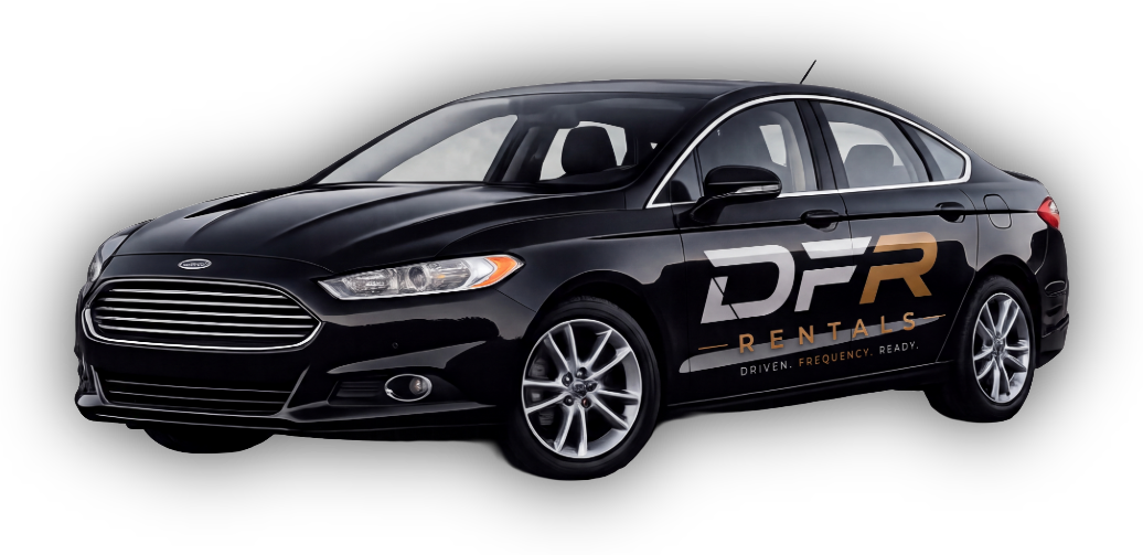 DFR Rentals branded sedan